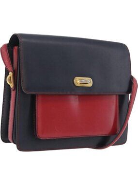 Bally Shoulder Bag Leather Navy Gold